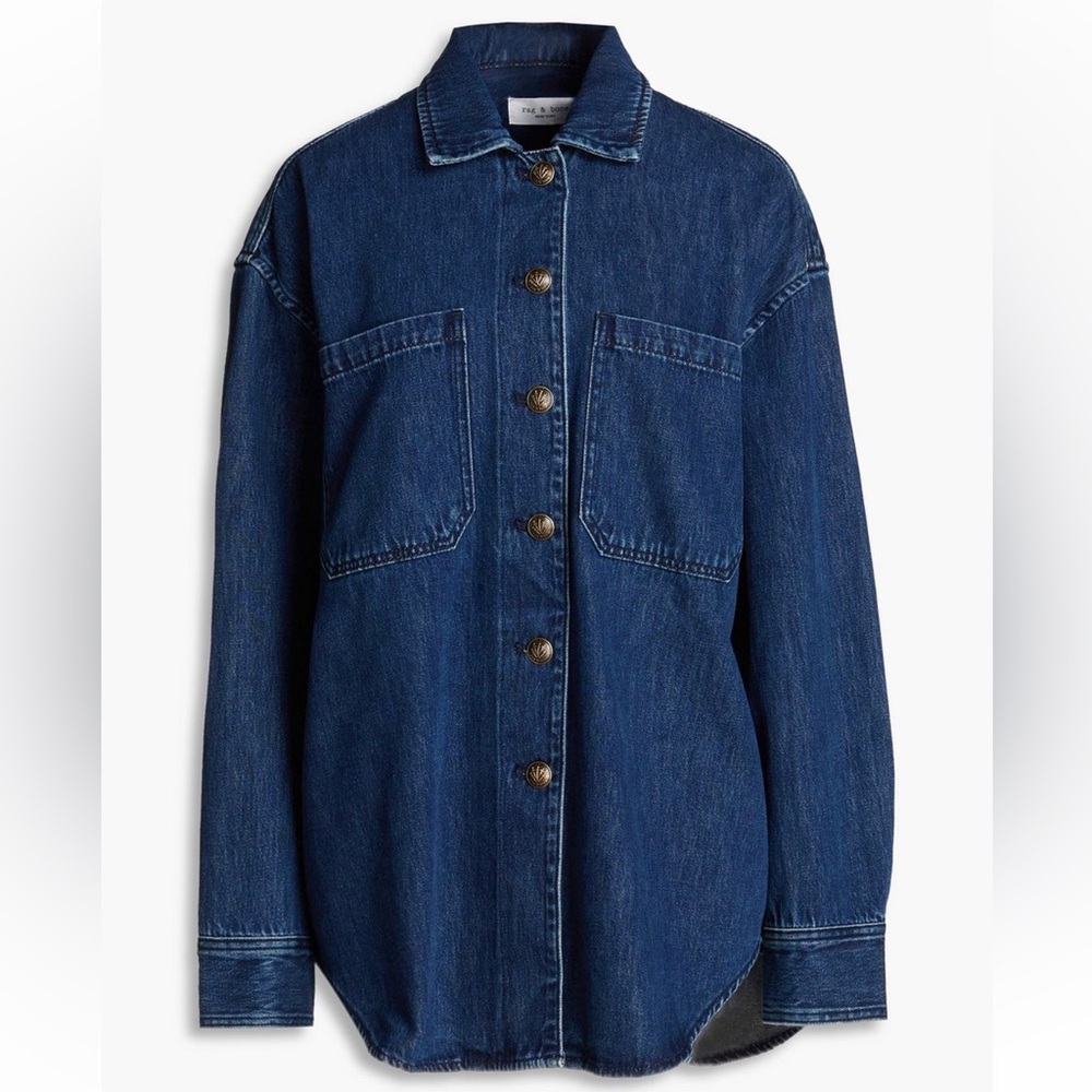 NWT Rag & Bone Lory Oversized Denim Shirt Jacket, size medium, dark denim
